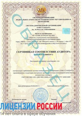 Образец сертификата соответствия аудитора №ST.RU.EXP.00005397-2 Томилино Сертификат ISO/TS 16949
